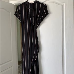 Black and Pink Loft Wrap Dress